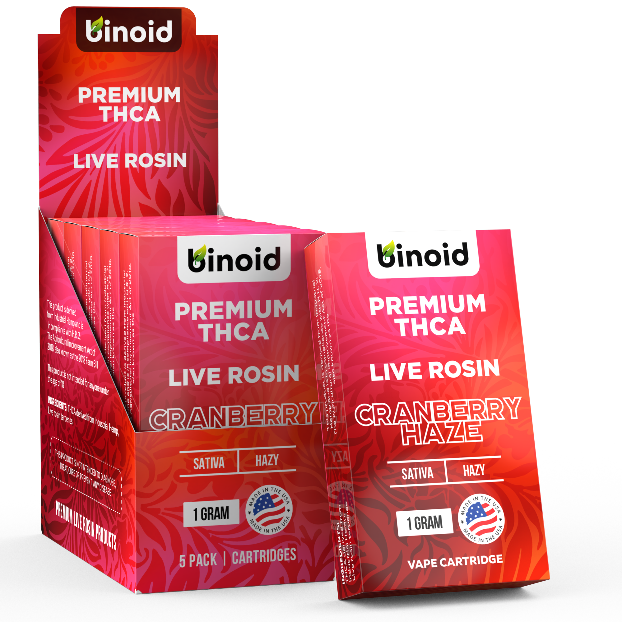 THCA Live Rosin Vape 1G Cartridge - Cranberry Haze (Sativa)