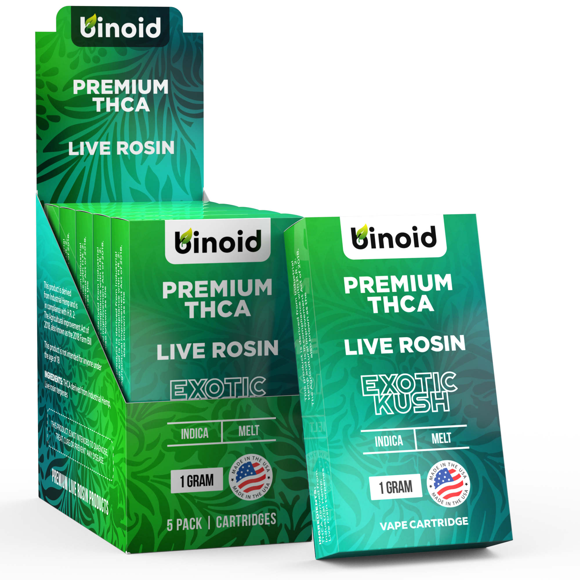 THCA Live Rosin Vape 1G Cartridge - Exotic Kush (Indica)