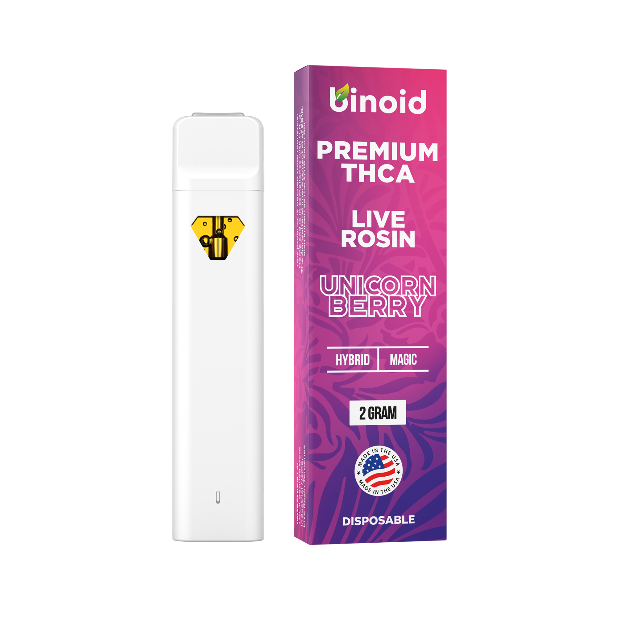 THCA Live Rosin Vape 2G Disposable - Unicorn Berry (Hybrid)